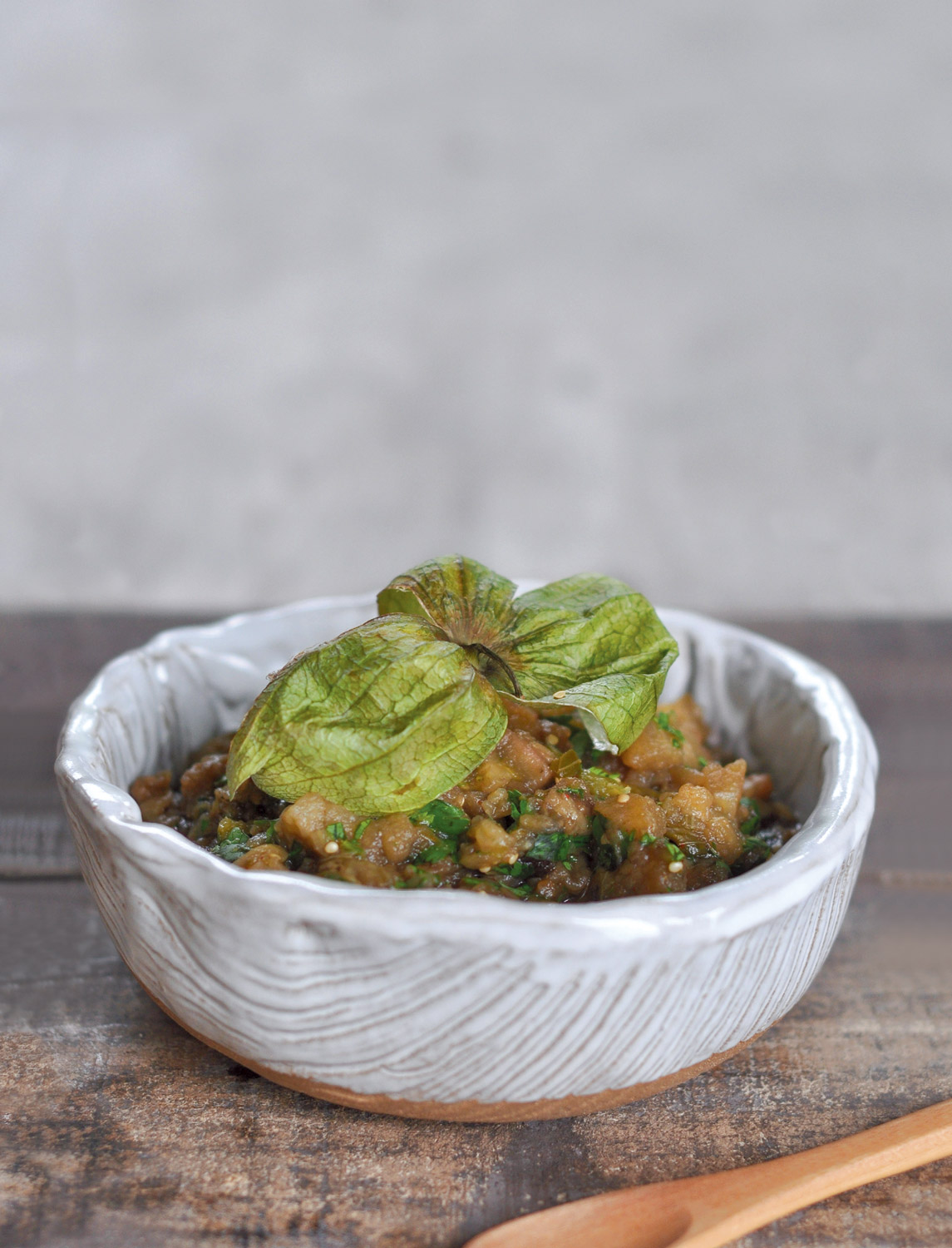 Smoked Eggplant &amp; Tomatillo Salad | Edible Houston